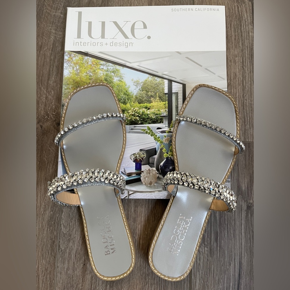 Badgley Mischka Silver Crystal Sandals